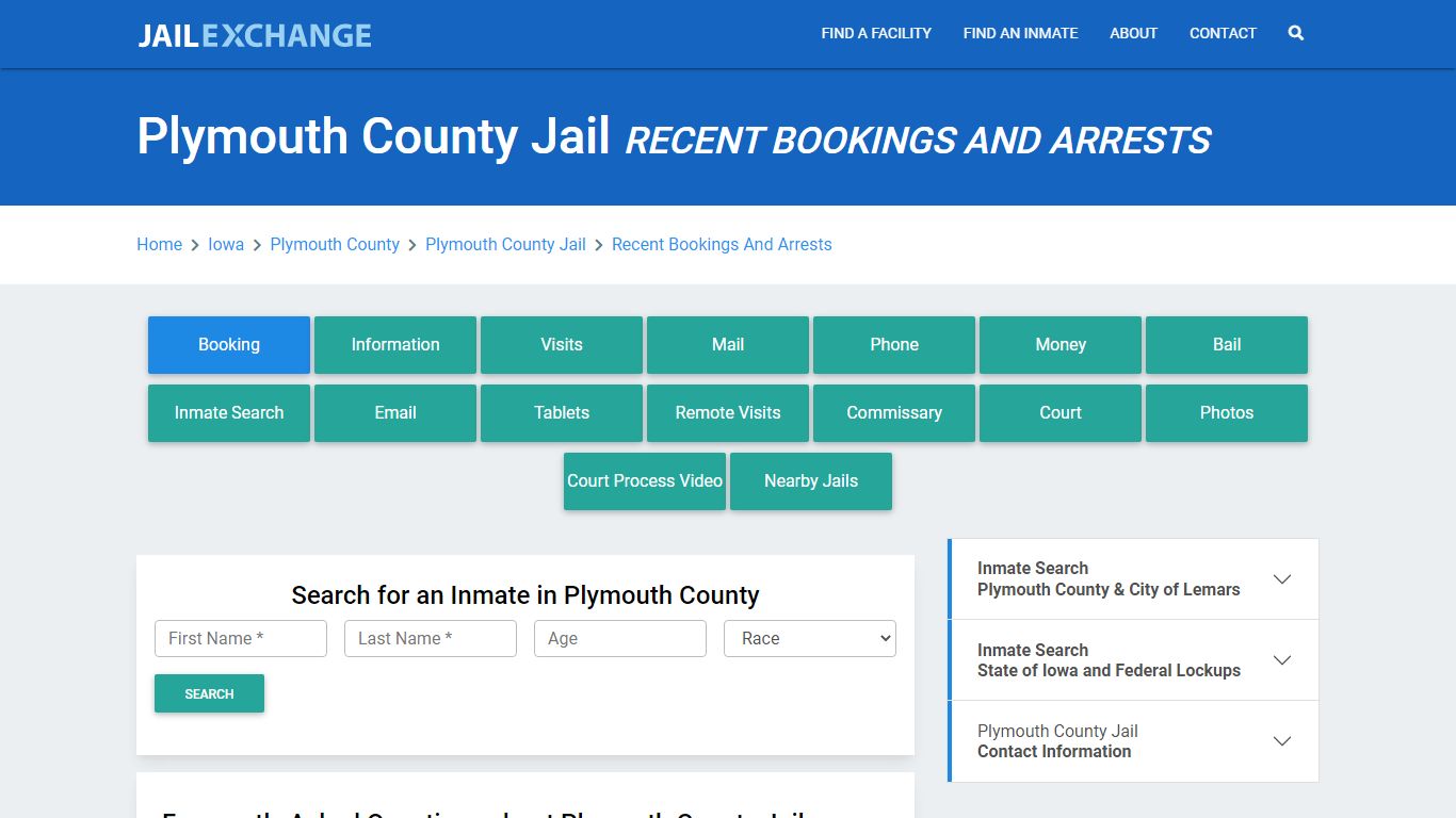 Plymouth County Jail IA Recent Arrests and Bookings - Jail Exchange