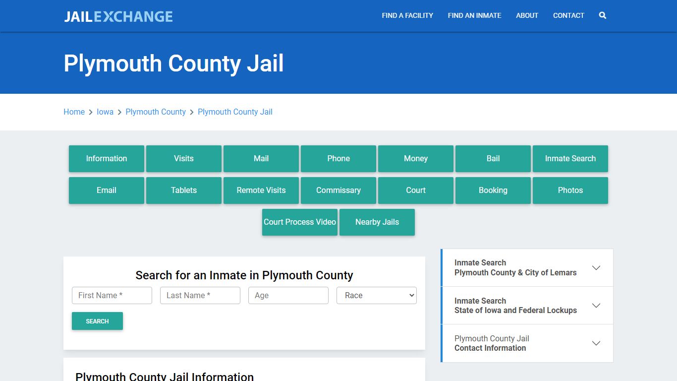 Plymouth County Jail Roster Lookup, IA, Inmate Search